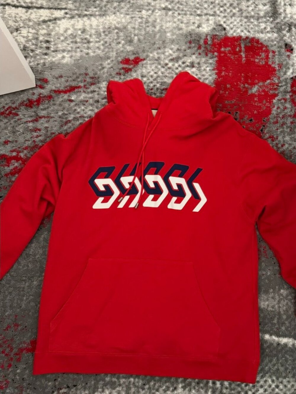 Gucci Red Interlocking G Graphic Hoodie L